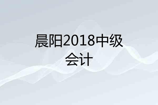 晨阳2018中级会计