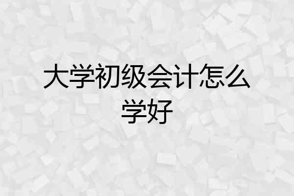 大学初级会计怎么学好