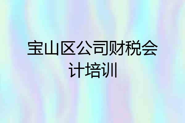 宝山区公司财税会计培训