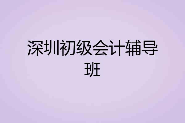 深圳初级会计辅导班