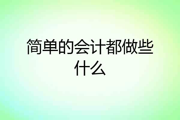 简单的会计都做些什么