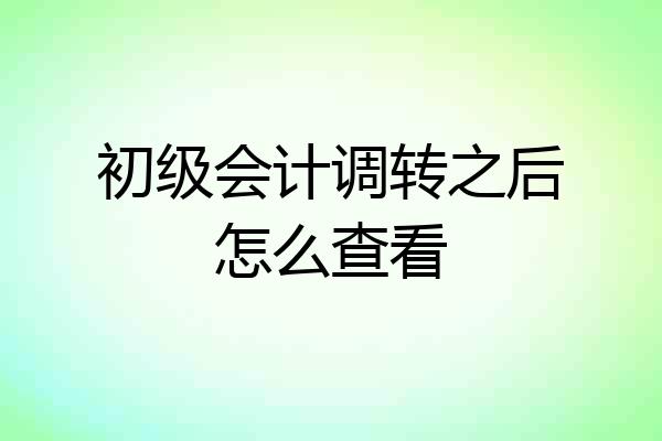 初级会计调转之后怎么查看