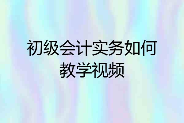 初级会计实务如何教学视频
