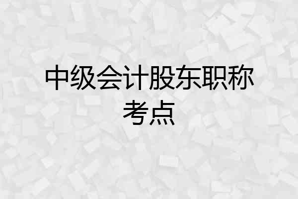 中级会计股东职称考点