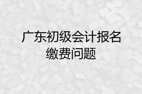 广东初级会计报名缴费问题