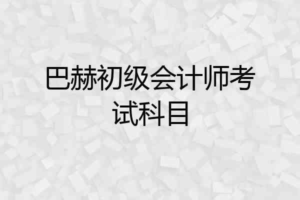 巴赫初级会计师考试科目