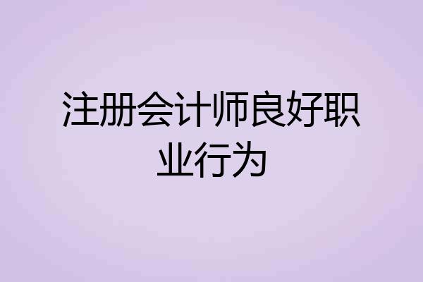 注册会计师良好职业行为