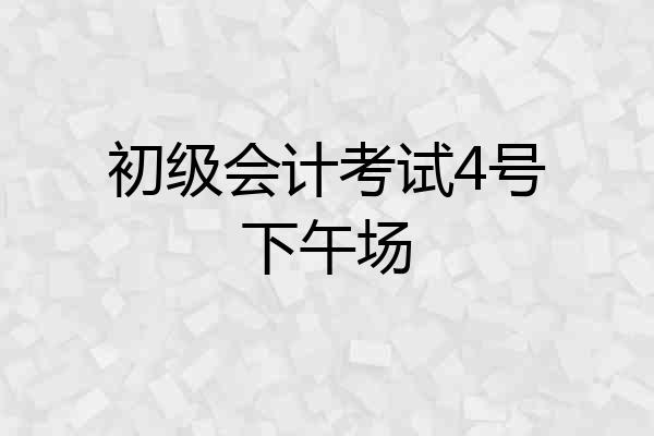 初级会计考试4号下午场
