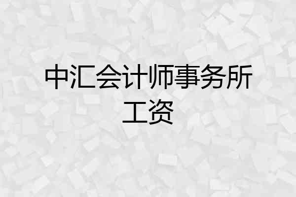 中汇会计师事务所工资