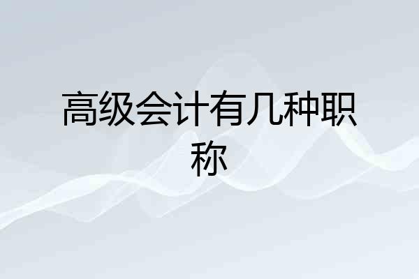 高级会计有几种职称