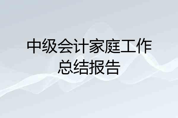 中级会计家庭工作总结报告