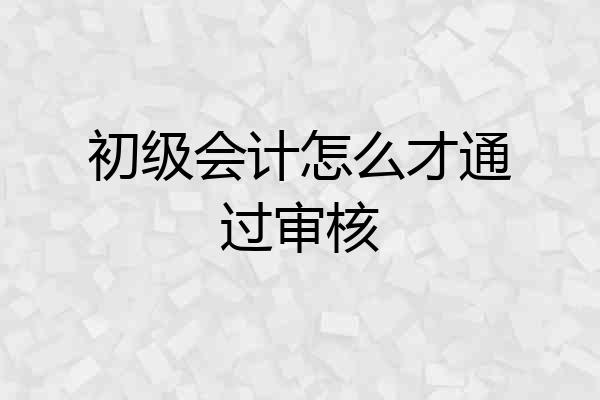 初级会计怎么才通过审核