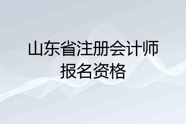 山东省注册会计师报名资格