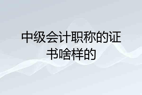 中级会计职称的证书啥样的