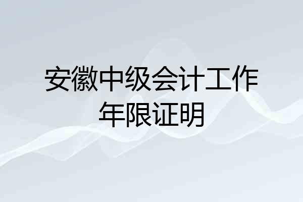 安徽中级会计工作年限证明
