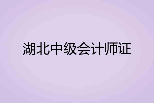 湖北中级会计师证