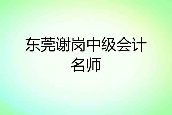 东莞谢岗中级会计名师