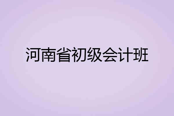河南省初级会计班