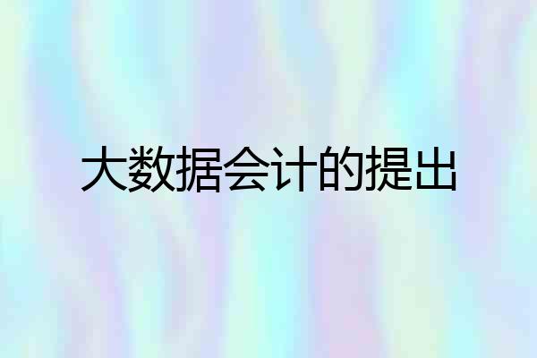 大数据会计的提出