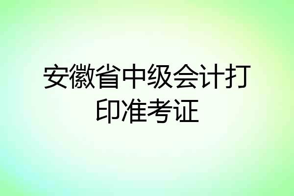 安徽省中级会计打印准考证