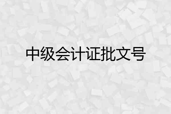 中级会计证批文号