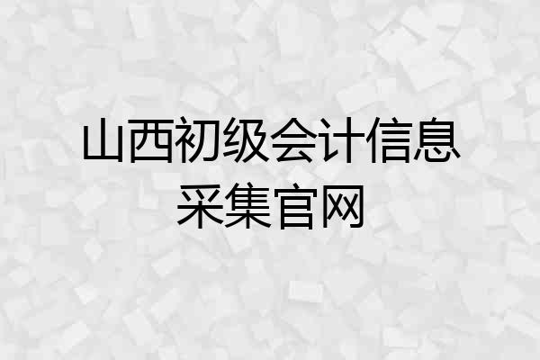 山西初级会计信息采集官网