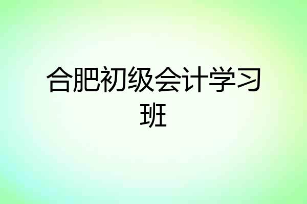合肥初级会计学习班
