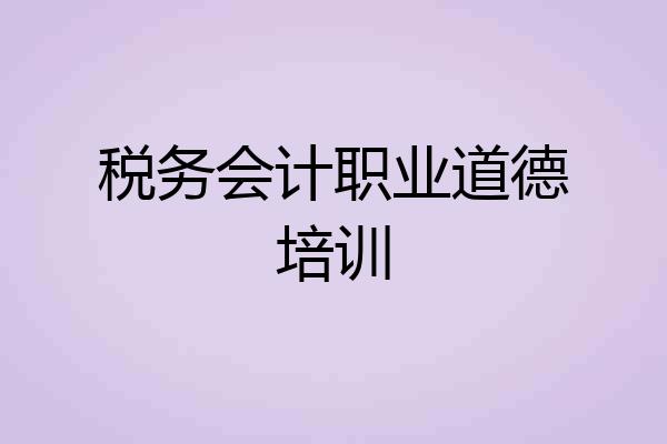 税务会计职业道德培训