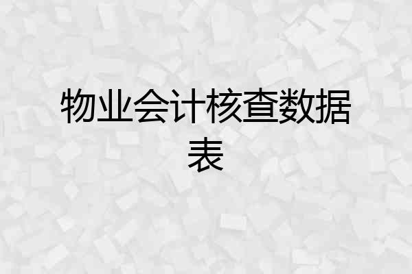 物业会计核查数据表