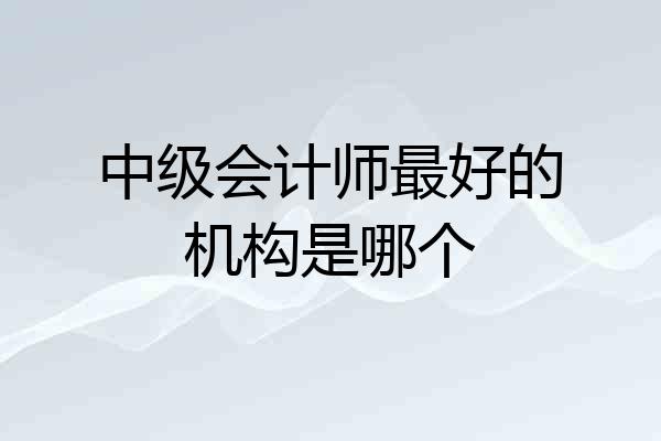 中级会计师最好的机构是哪个