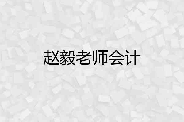 赵毅老师会计
