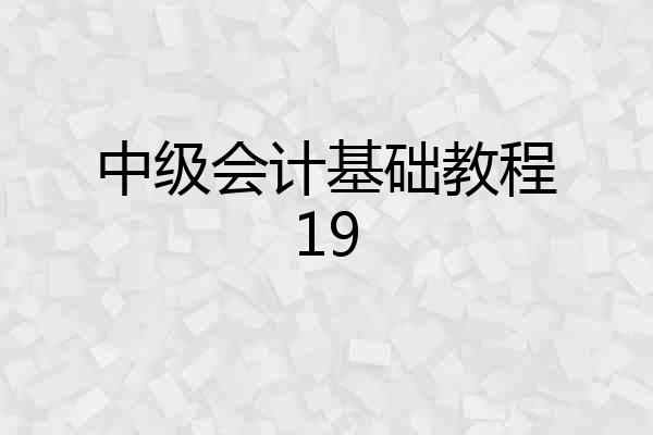中级会计基础教程19