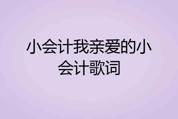 小会计我亲爱的小会计歌词