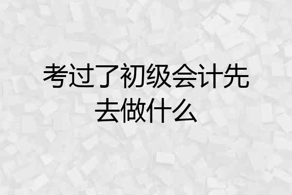 考过了初级会计先去做什么