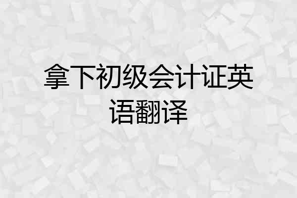 拿下初级会计证英语翻译