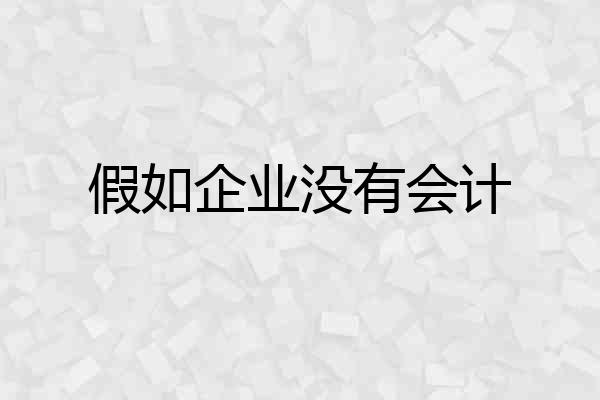假如企业没有会计