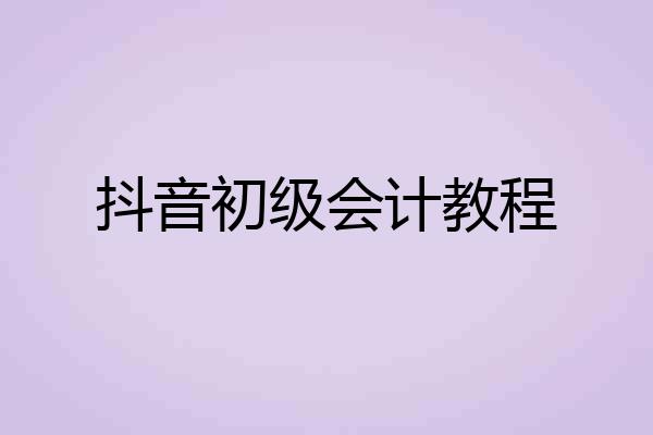 抖音初级会计教程