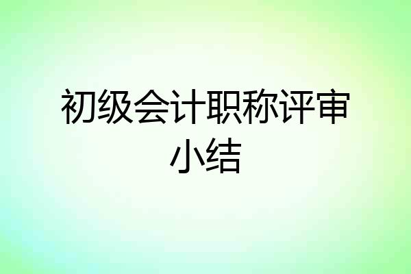 初级会计职称评审小结