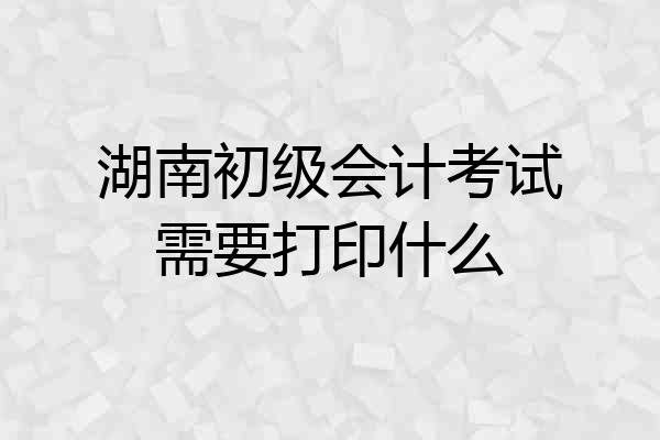 湖南初级会计考试需要打印什么