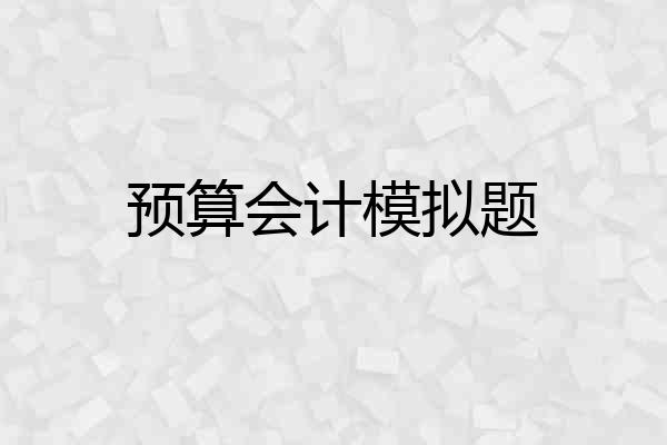 预算会计模拟题