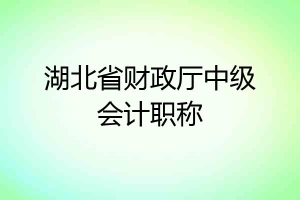 湖北省财政厅中级会计职称