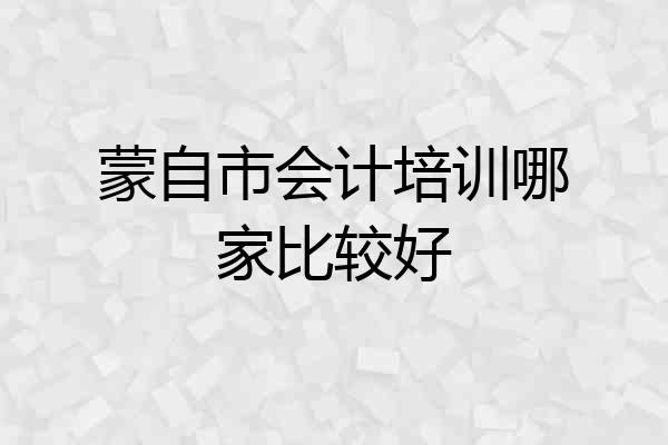 蒙自市会计培训哪家比较好