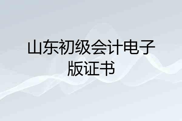 山东初级会计电子版证书