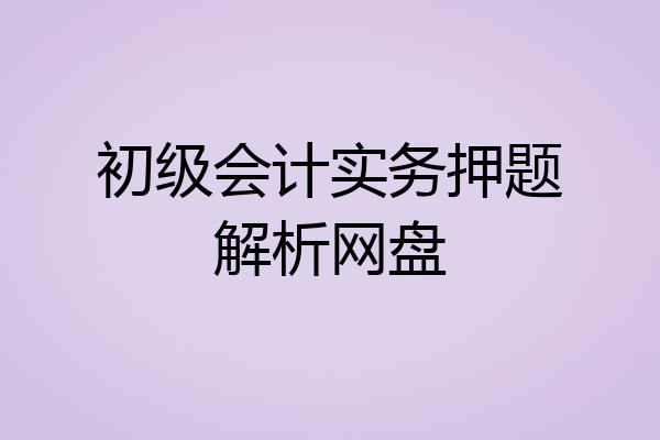 初级会计实务押题解析网盘