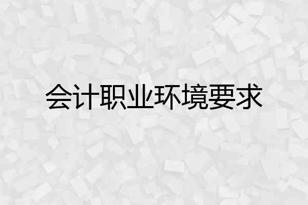 会计职业环境要求