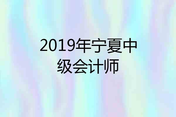2019年宁夏中级会计师