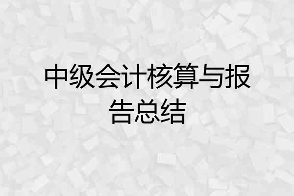 中级会计核算与报告总结