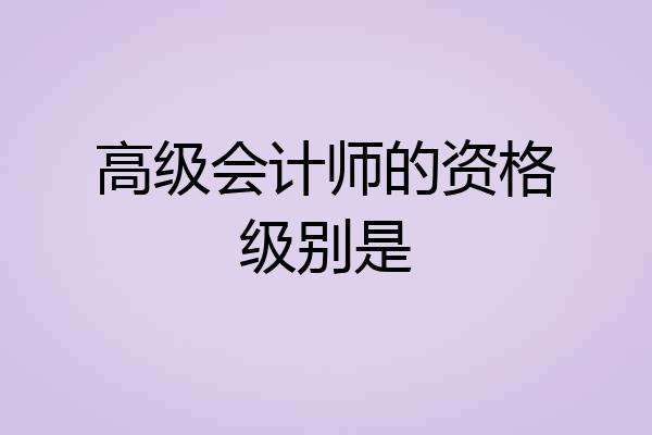 高级会计师的资格级别是