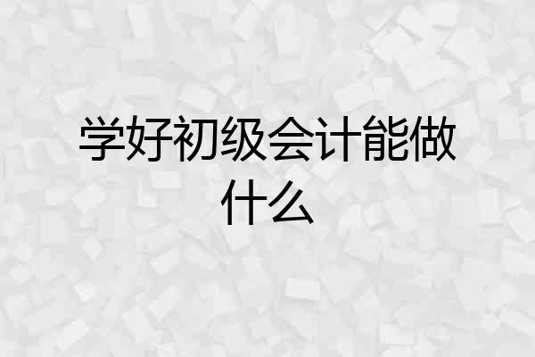 学好初级会计能做什么
