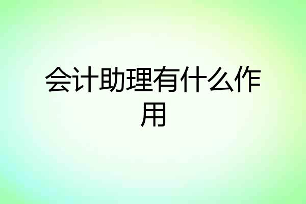 会计助理有什么作用